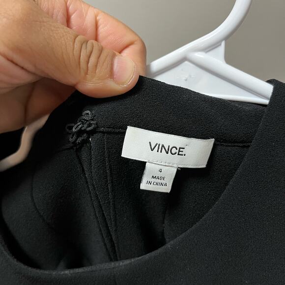 Vince Sleeveless Silk Blend Shift Dress Black‎ size 4 Business Career - Picture 8 of 9